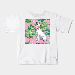 Portrait of a dog in tropical garden Kids T-Shirt